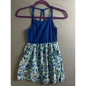 Floral Dress Girls 10 with Pockets Blue Green‎ White Casual